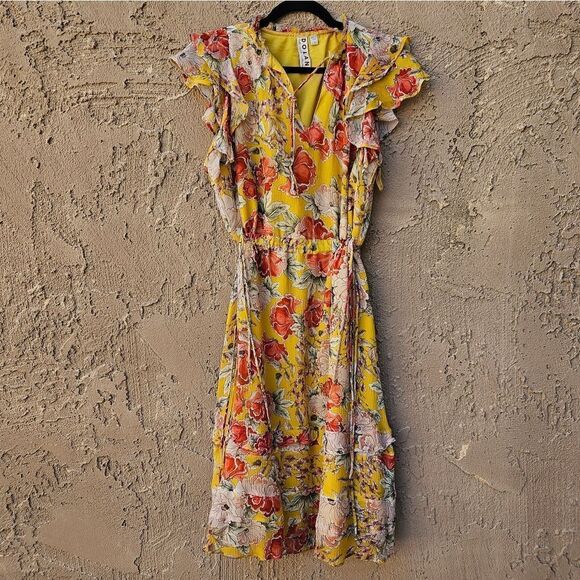 Anthropologie Dolan Silk Floral Yellow Ellory Sundress Size M - Picture 13 of 16